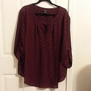 Torrid burgundy and mustard blouse